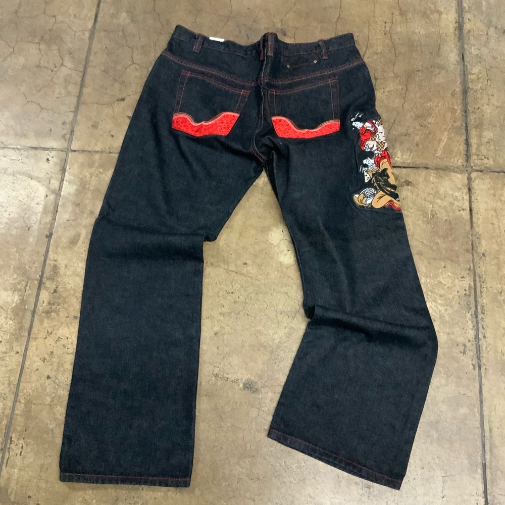 Men's Savage Art Black | Red denim Pants